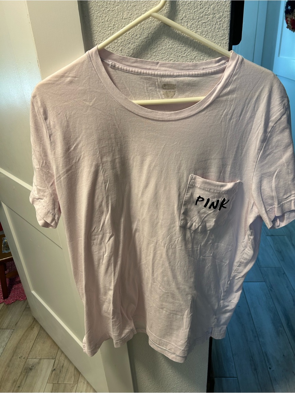 PINK Victoria's Secret Light Pink Pocket Tee with Script